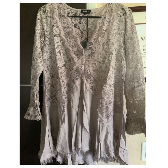 Delicate Lace Dress/Tunic Top In Mocha - Picture 4 of 6
